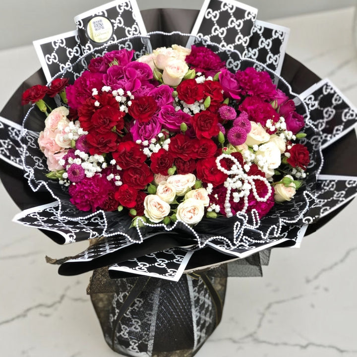 Berry & Cream Standing Flower Bouquet by LaDonna Flowers