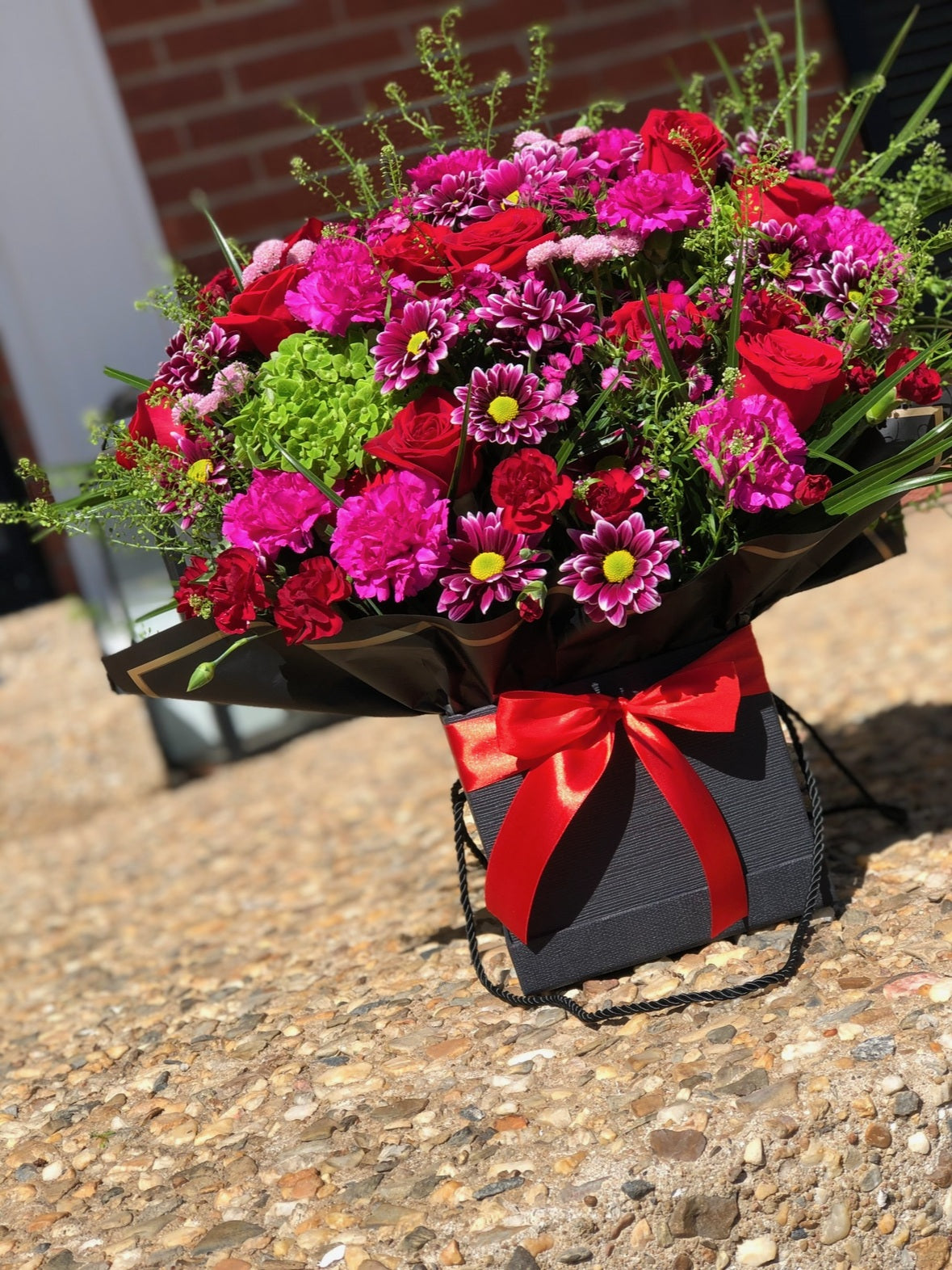 Berry Rose & Purple Daisy Bloom Box by LaDonna Flowers