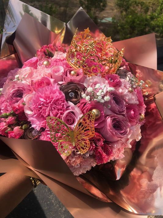Blush Crown Rose & Carnation Bouquet by LaDonna Flowers