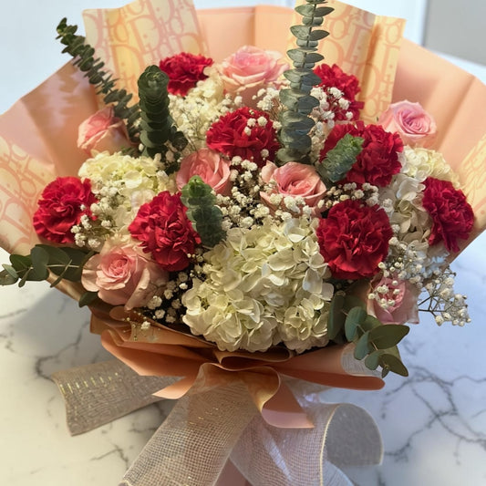 Blush Rose & Hydrangea Standing Bouquet by LaDonna Flowers