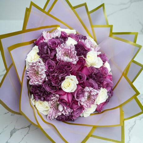 Lavender & Ivory Mixed Flower Bouquet