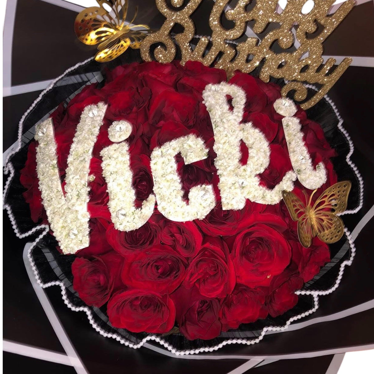 Personalized Red Rose Name Bouquet by LaDonna Flowers