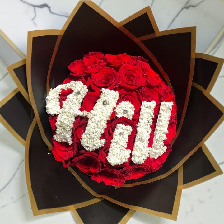 Personalized Red Rose Name Bouquet by LaDonna Flowers