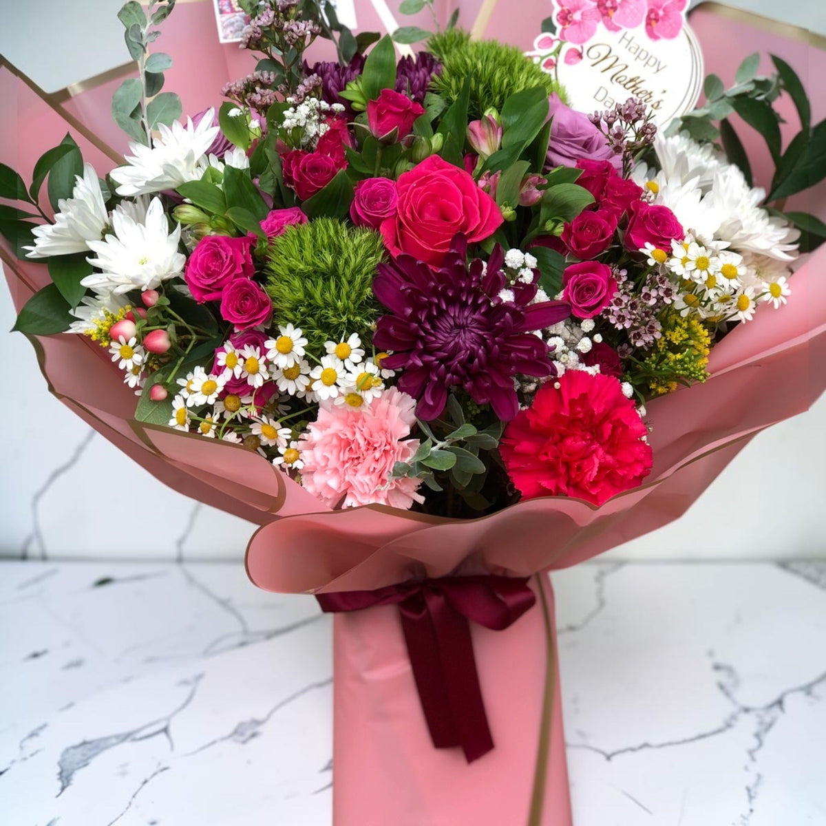 Pink Garden Mother's Day Standing Bouquet by LaDonna Flowers