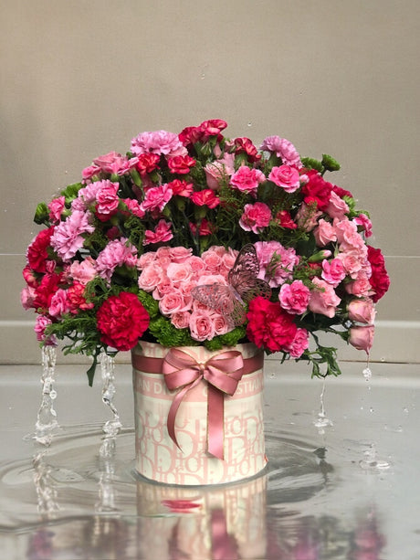 Pink Heart Rose & Carnation Bloom Box