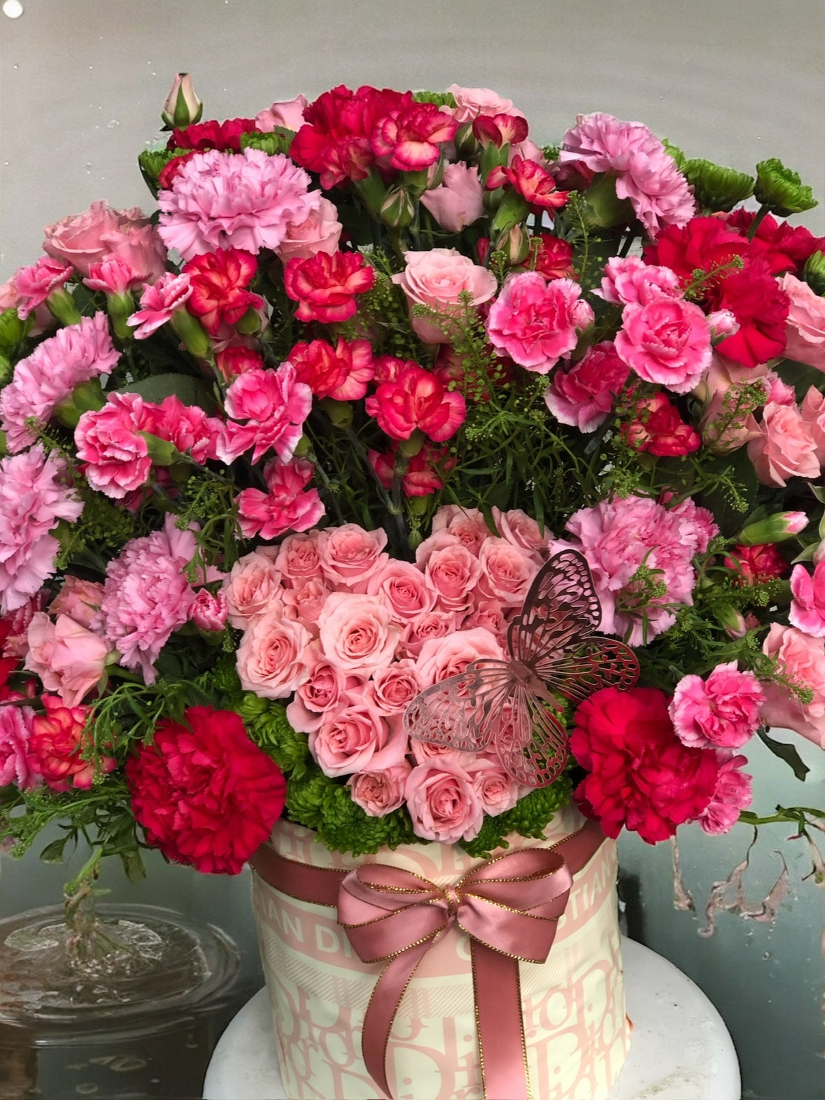 Pink Heart Rose & Carnation Bloom Box by LaDonna Flowers