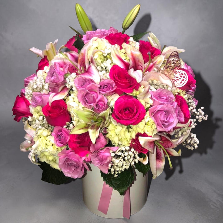 Pink Rose & Lily Bloom Box by LaDonna Flowers