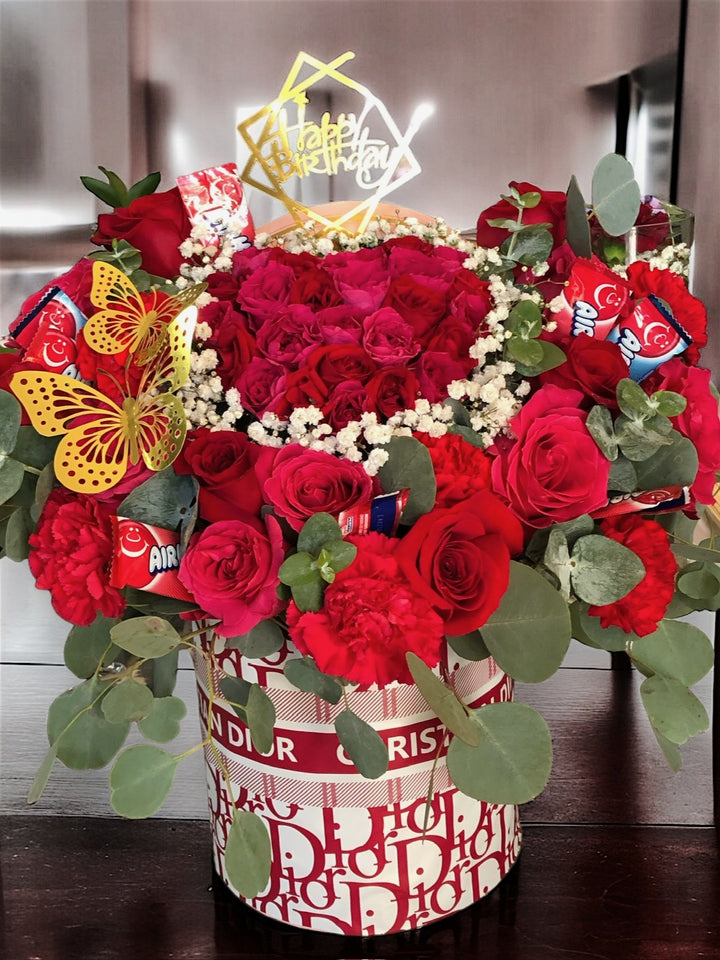 Red Rose Birthday Candy Bloom Box by LaDonna Flowers