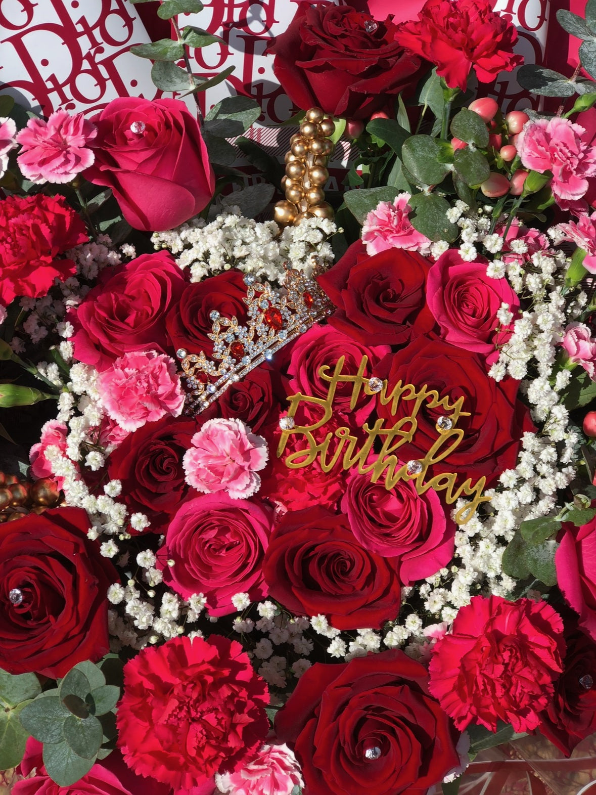 Ruby Rose Birthday Standing Bouquet by LaDonna Flowers